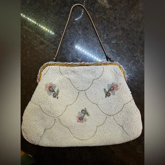 Walborg Floral Beaded Clutch with Gold Trim - Picture 2 of 3